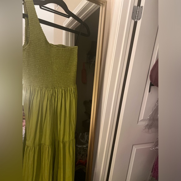 Like New S/W/F Lime Yellow Green Asymmetric Maxi Dress Smocked - Picture 8 of 8